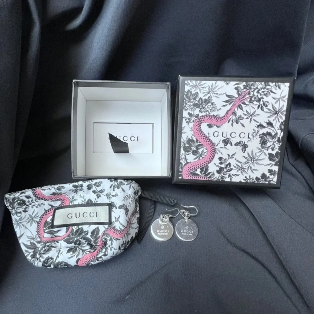 GUCCI .925 sterling silver Round Dangle Drop Earings NWT - Picture 13 of 14